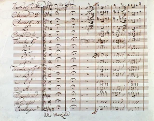 Pagina van de partituur van La gazza ladra (De stelende ekster) door Gioacchino Rossini