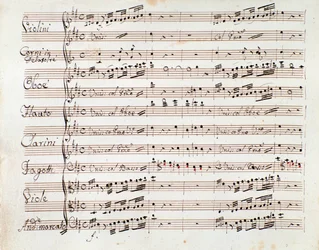 Bladmuziekpagina voor de gereduceerde symfonie voor piano van Tancredi, opera van Gioacchino Rossini