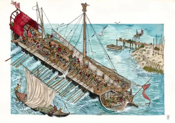 Reconstructie van een 15e eeuws Venetiaans galjoen door Giorgio Albertini.