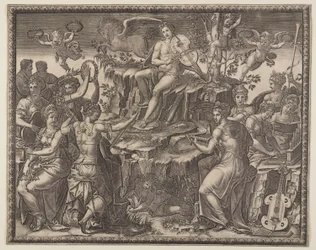 Apollo en de Muzen op de berg Parnassus