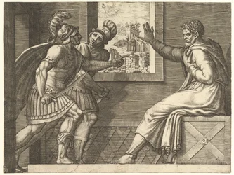 Caius Marius in de gevangenis, twee Cimbrian soldaten betreden zijn cel, 1560-69