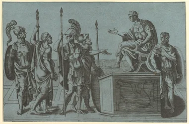 Romeinse soldaten voor een keizer