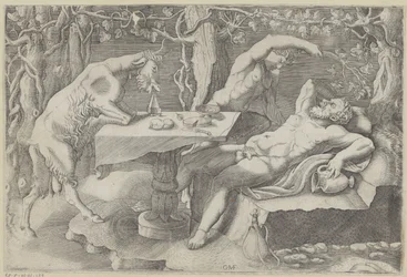 Silenus, een sater en een geit