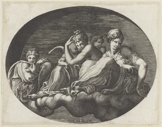 Venus, twee godinnen en twee putti