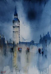 Weerspiegelingen in de regen bij de Big Ben