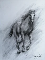 Dynamisch paard in houtskool