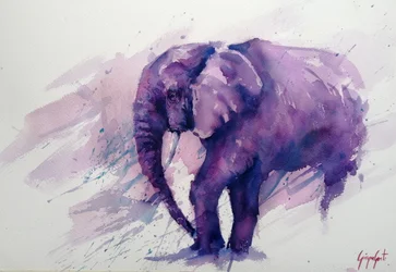 Majestueuze paarse olifant