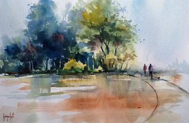 Mistige herfstwandeling