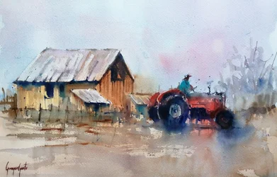 Rustieke landbouwtractor