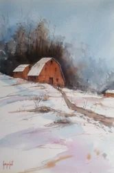 Besneeuwde boerderij