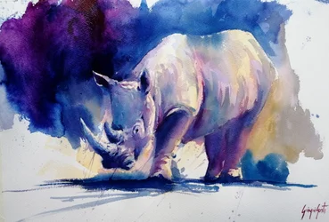 Levendig paarse neushoorn
