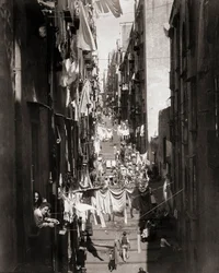 Straatscène, Napels, Italië