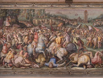 De nederlaag van de Pisanen bij de toren van San Vincenzo, uit de Salone dei Cinquecento, 1569