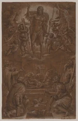 De verrezen Christus aanbeden door heiligen en engelen, 1566-1568