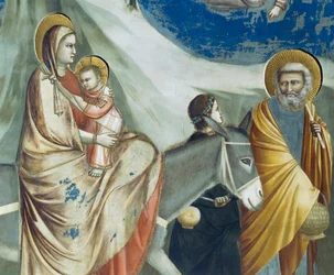 De Vlucht naar Egypte, (detail) uit Leven en Passie van Christus, door Giotto