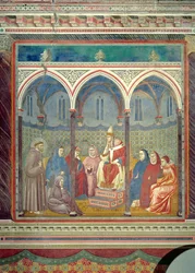 St. Franciscus preekt een preek tot paus Honorius III