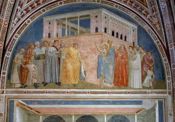 St. Franciscus doet afstand van zijn wereldse goederen, uit de Bardi-kapel, c.1320