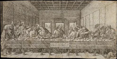 Het laatste avondmaal, met een spaniël