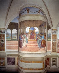 St. Benedictus verlaat de school van Rome (fresco)