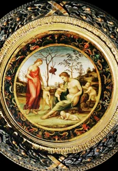 Venus terrestre met Eros en Venus celeste met Anteros en twee cupido
