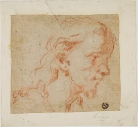 Hoofd van Christus, in driekwartprofiel, naar rechts