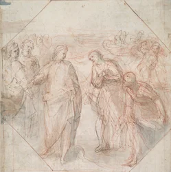De Val van Simon Magus (recto); De Roeping van Jacobus en Johannes (of van Petrus en Andreas) (verso)