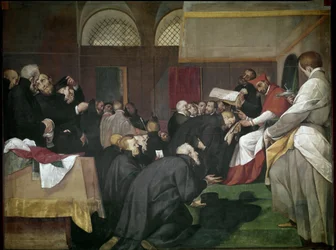 Quadroni de San Carlo: episode uit het leven van Sint Charles Borromee: de heilige sticht het College van Jezuïeten, Barnabieten en Theatijnen