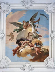 Tijd die Jaloezie jaagt en Waarheid ontdekt, fresco, Villa Loschi-Zileri, Biron, Monteviale, Italië