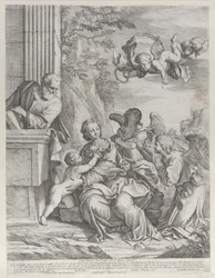 De Heilige Familie met Engelen rechts en boven, 1652