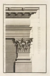 Basis, kapiteel en entablement van de pilaster
