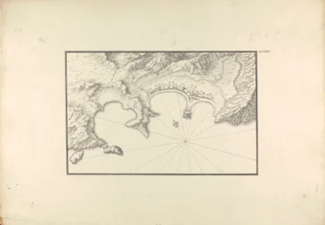Topografische kaart van Halicarnassus bij zijn haven