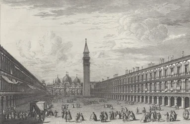 Piazza San Marco richting de Basiliek en Campanile, 1763