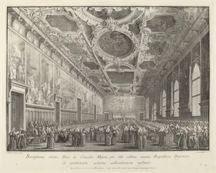 De Doge bedankt in de Sala del Consiglio Maggior