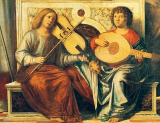 Cherubijnen die muziekinstrumenten bespelen