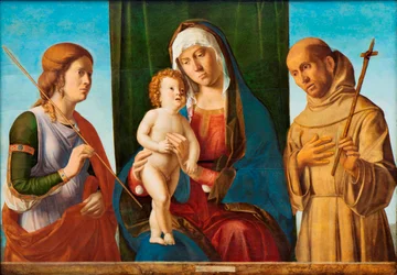 Madonna en kind tussen heiligen Ursula en Franciscus van Assisi, ca. 1495