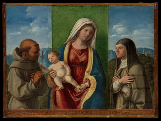 Madonna met kind en de heiligen Franciscus en Clara