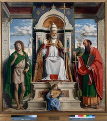 St. Petrus op de troon met St. Johannes de Doper en St. Paulus
