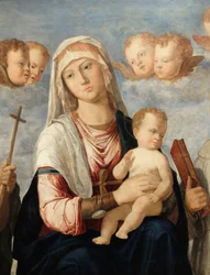 De Maagd en het Kind tussen Sint-Jan de Doper en Sint-Francois detail (schilderij)