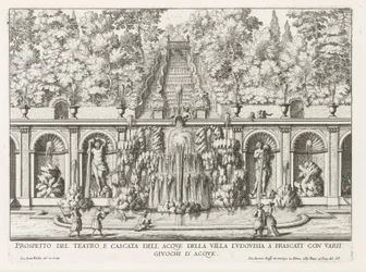 Cascade en Teatro delle Acque in de tuinen van de Villa Torlonia te Frascati