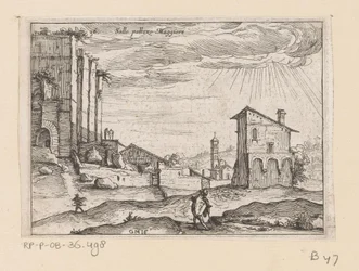 Ruïnes van Palazzo Maggiore te Rome en gebouwen in de buurt daarvan