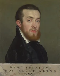 Borstportret van een Jonge Man met een Inscriptie
