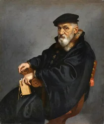 Italiaans: Portret van een zittende oude man