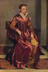 Portret van een dame La Dama in Rosso, ca. 1556