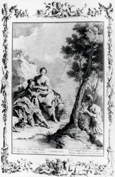 Armida en Rinaldo gezien door Kruisvaarders Carlo en Ubaldo, canto XVI, Jeruzalem bevrijd