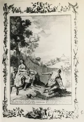 Jeruzalem Bevrijd, canto XII, illustratie door Giovanni Battista Piazzetta (1683-1754) voor gedicht van Torquato Tasso (1544-1595), editie gepubliceerd in Venetië in 1745, Italië