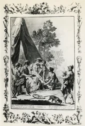 Jeruzalem Bevrijd, canto XI illustratie door Giovanni Battista Piazzetta (1683-1754) voor gedicht van Torquato Tasso (1544-1595), editie gepubliceerd in Venetië in 1745, Italië
