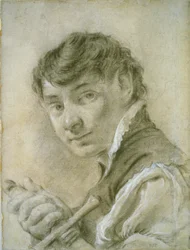 Portret van een jonge man met een zwaard