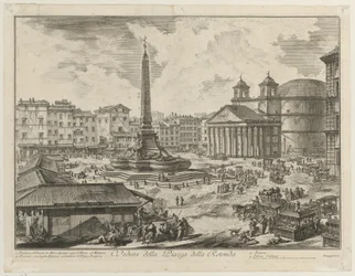 Gezicht op de Piazza della Rotonda met het Pantheon en de obelisk