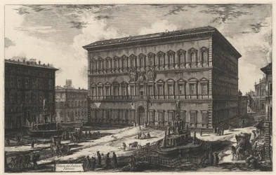 Gezicht op het Palazzo Farnese (uit: Vedute di Roma)