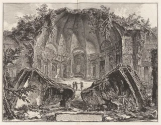 Resten van de Tempel van de God Canopus in de Villa Adriana in Tivoli